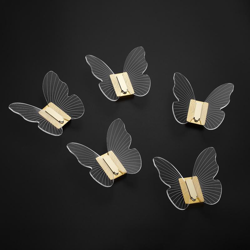 Gold/Black Bathroom Clothes Hook Transparent Acrylic Door Single Hook Wall Mounted Butterfly Bedroom Coat Hook Bath Robe Hook