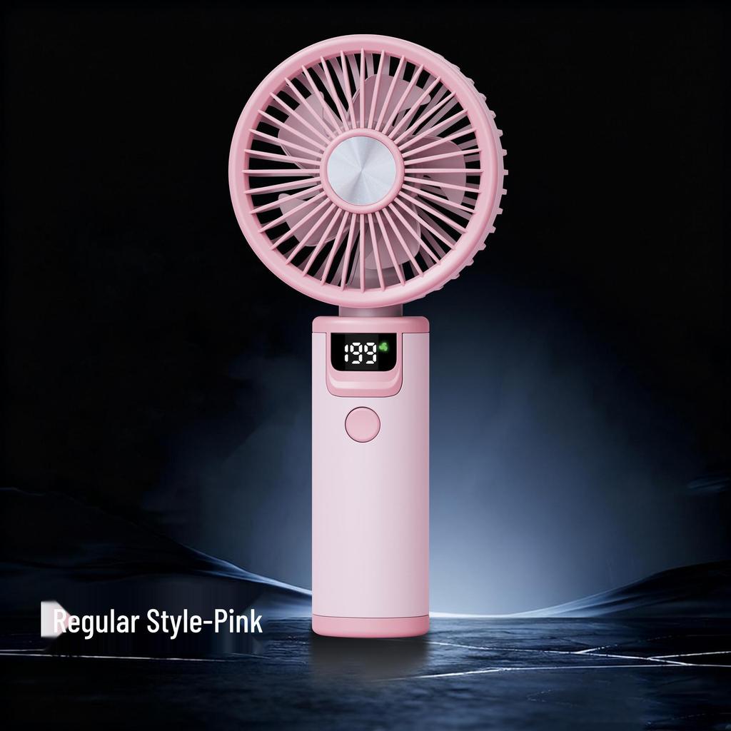 High-Speed Handheld USB Rechargeable Mini Fan with Digital Display