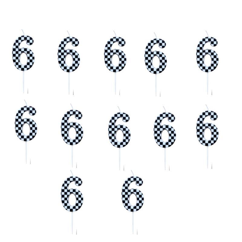 1pcsBirthday Candle Number Checkered Candle Birthday Party Decoration Cake Topper for Racing Car Party Decoration Theme Party