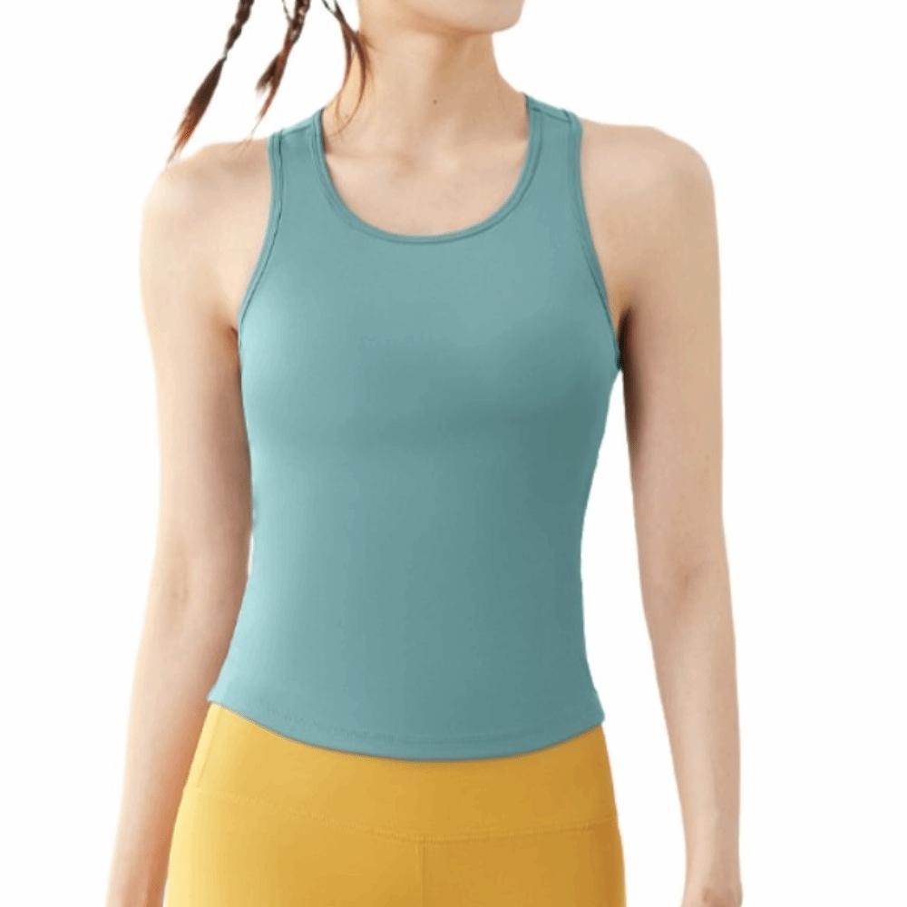 Anti-Light Yoga Vest Round Neck Design Tight Body Vest Flexible Fitness Tank Top  Yoga Practice