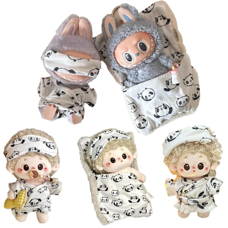 Doll Clothes for 17-20cm Handcrafted Panda Sleepwear Outfit Compatible with Labubu Cotton Dolls