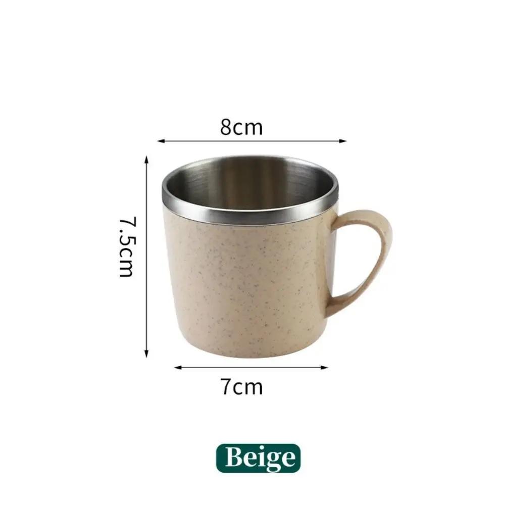 

Double Layer Stainless Steel Mug with Plastic Handle Anti-Scalding Water Tea Coffee Milk Cup for Home Office Use 51-100ml абрикосовий