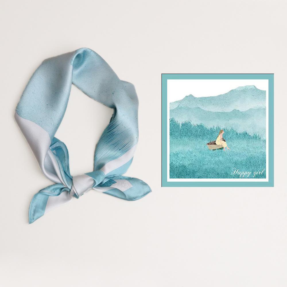 53*53cm Moteskjerf dame simulert silke firkantskjerf pannebånd