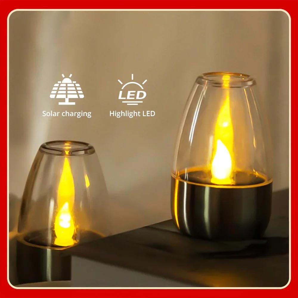 Rechargeable Night Lights LED Solar Candles Light Flameless for Wedding Party Garden Decoration Outdoor Waterproof Lamp