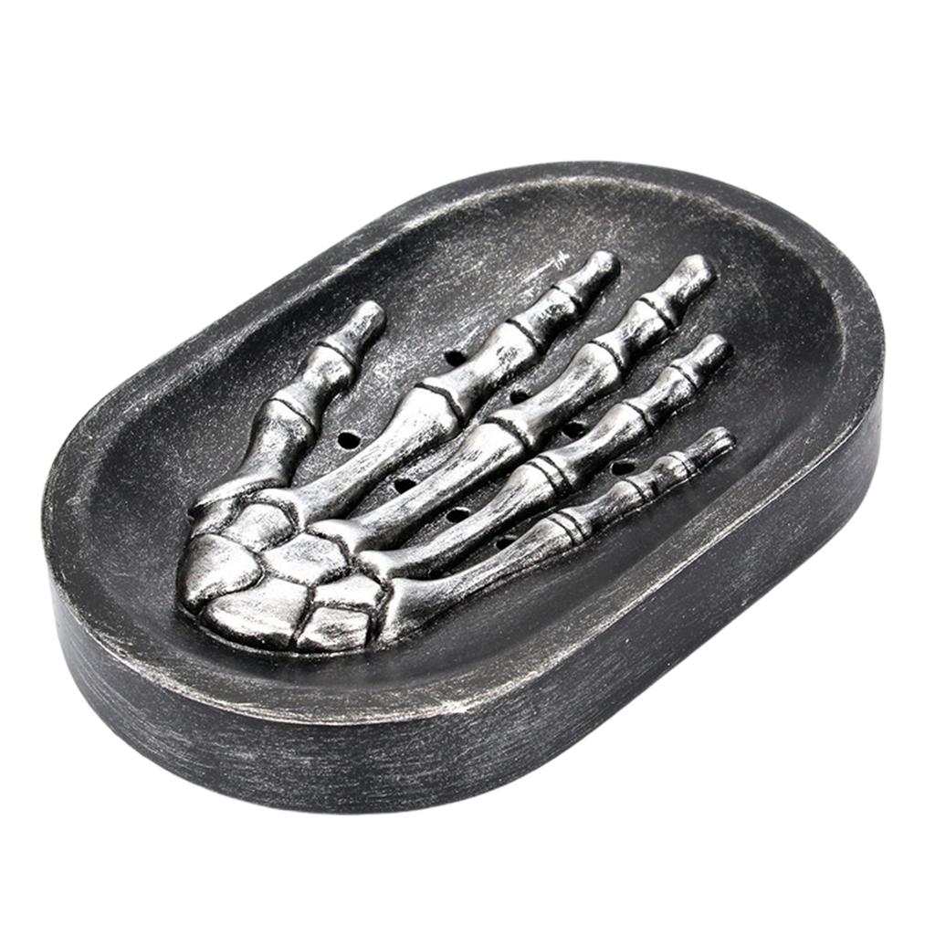 

Resin Hand Skeleton Bath Shower Soap Tray Dish Storage Holder Plate чёрный