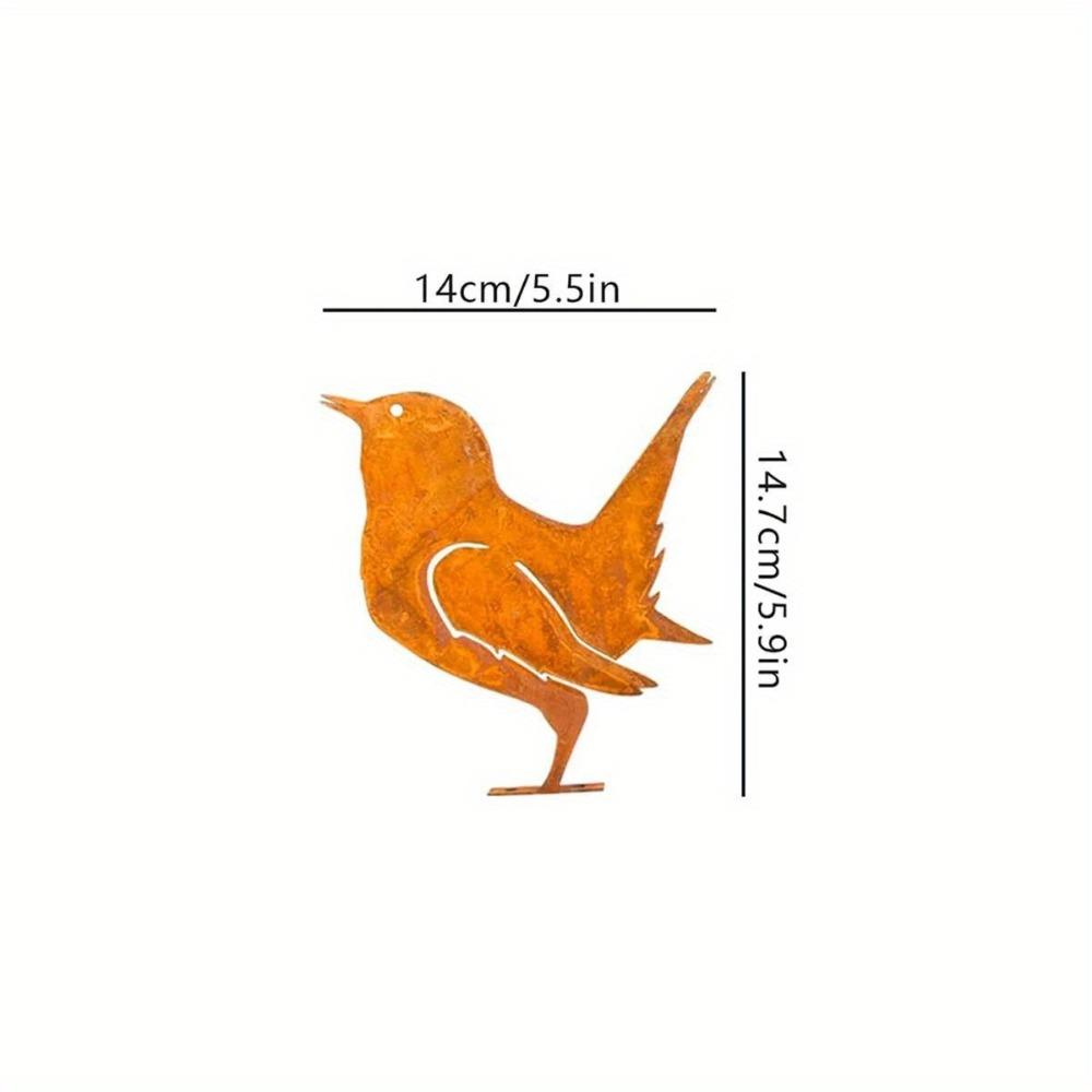 Metal Garden Ornaments Rusty Bird Silhouette Patina Figurines Outdoor Statues for Patio Yard Wall Sculptures