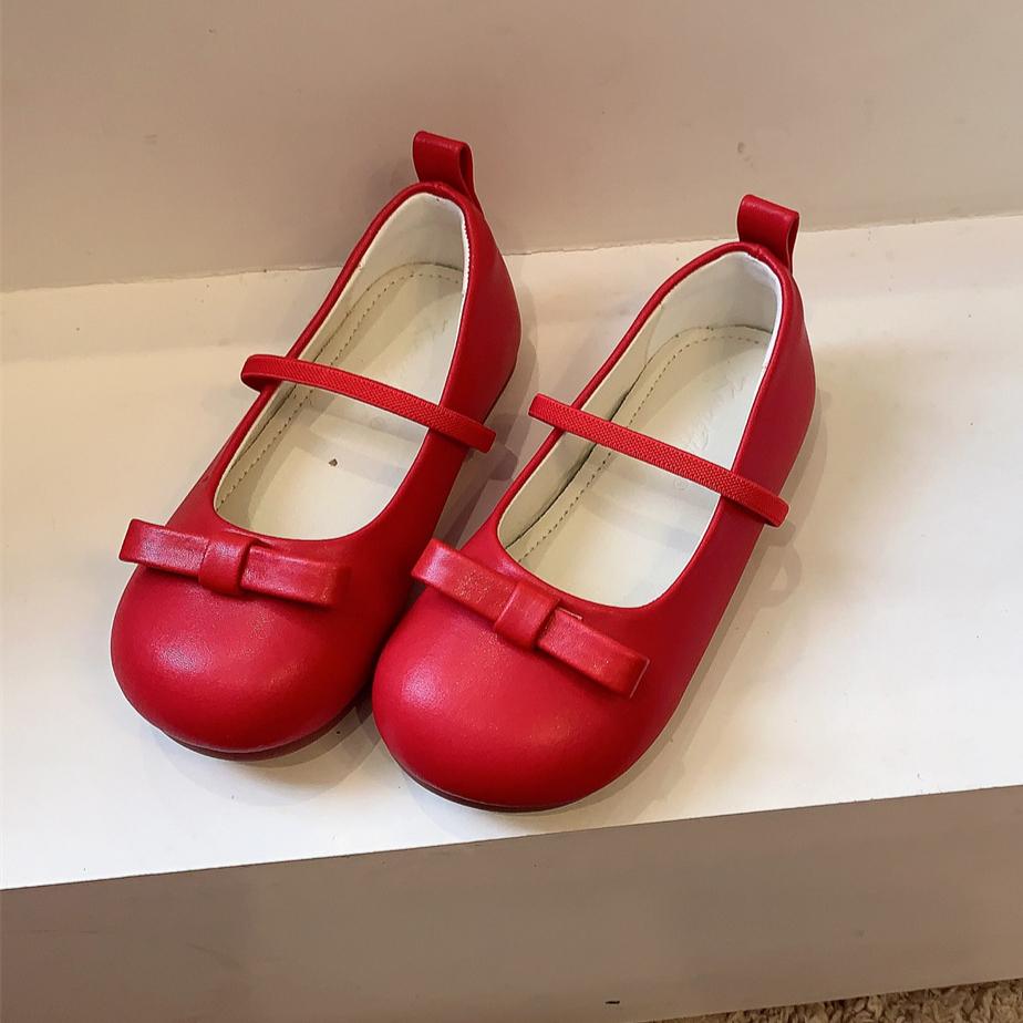 Bowknot French Style Children's Shoes for Girls Soft Sole Leather Shoes Shallow Mouth Children's Princess Shoes Baby Single Shoes