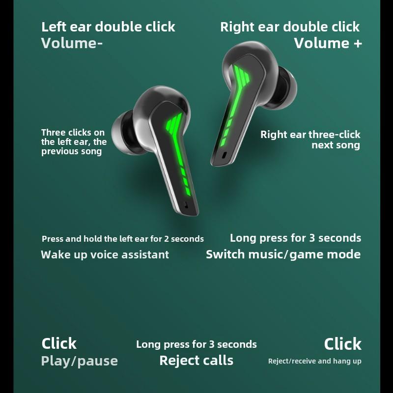 Gaming Bluetooth Headset In-ear Low Latency TWS Ultra Long Standby Running Sports Sweat Prevention