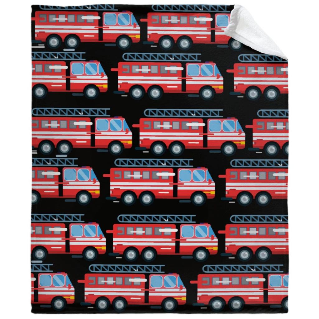Cartoon Fire Engine Printed Blanket for Sofa Bed Travel Camping Living Room Office Conditioning Blanket for All Seasons Gifts