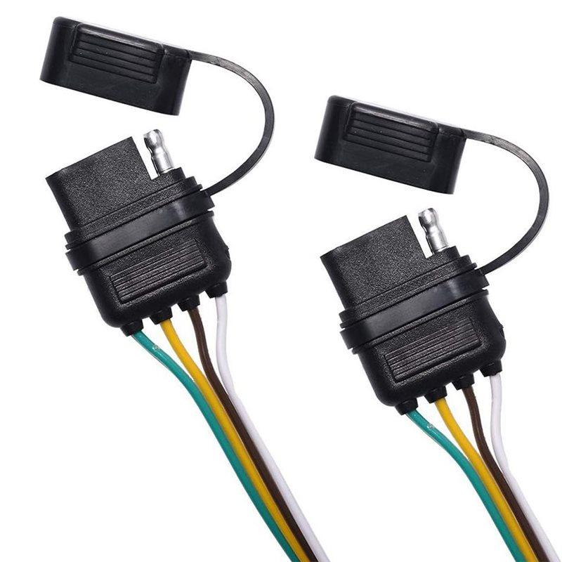 ABBP-For LED Tailgate And Trailer Lights Compatible 4 Pin Flat Y-Splitter Plug Adapter With Dual Output