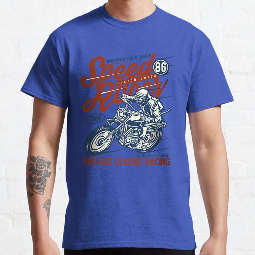 Speed Racer Vintage Classic Motorcycle Racing Genuine Equipment Motor Bike Printed T Shirt 100% Cotton  Plus Size Men's Clothing