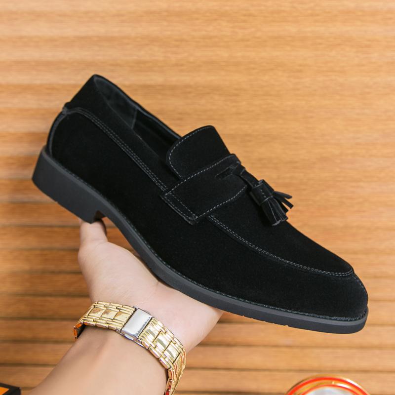 

Мужские туфли-лоферы Senior Comfort для офиса 2025, на толстой подошве, с кисточками, из кожи, слипоны, деловые, формальные, кожаные туфли, новая социальная обувь 46 чёрный