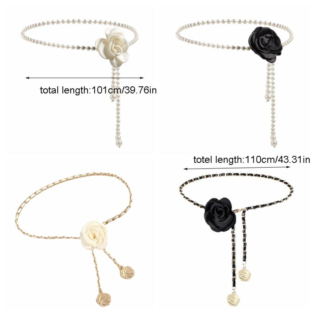 Pearl Body Chain All-match Women Waist Chain Punk Camellia Waist Chain  Girl