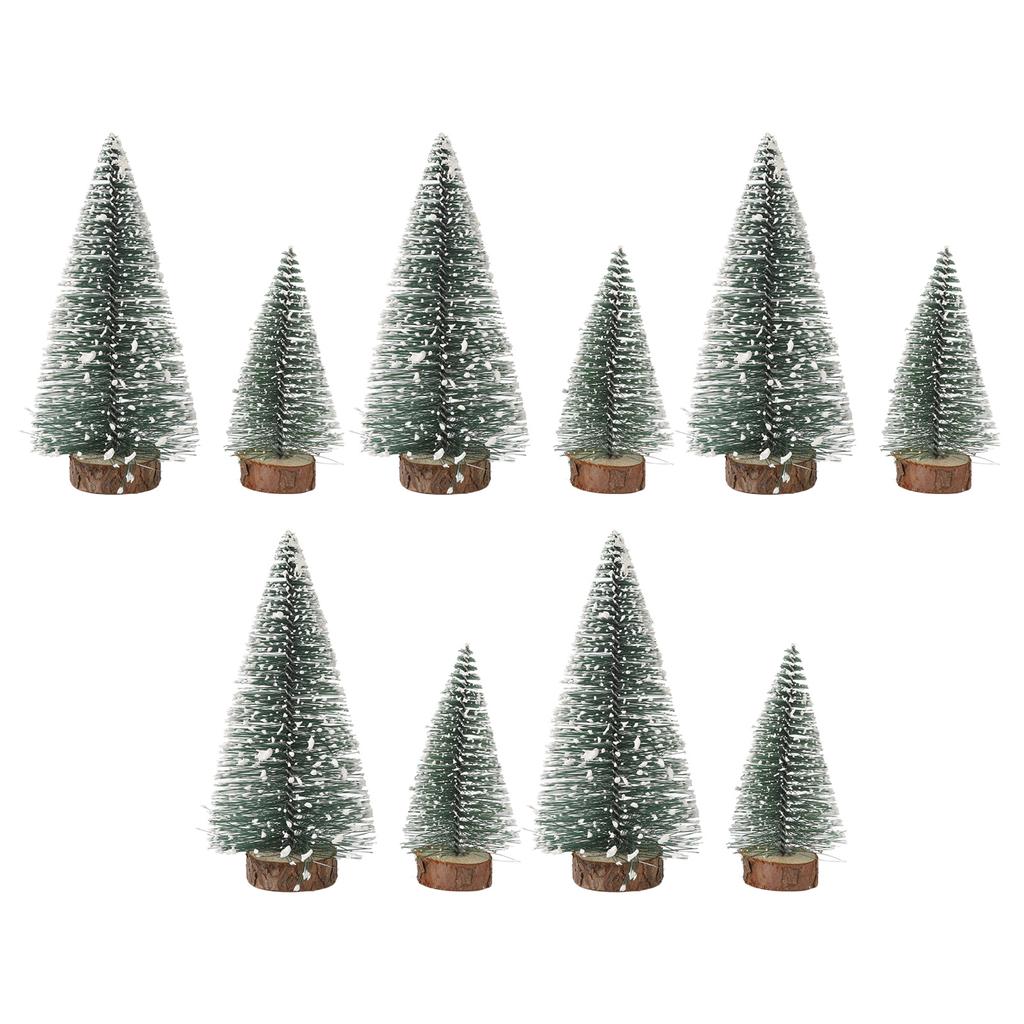 10Pcs Christmas Pine Tree Decor Set Xmas Small Ornament Tabletop Artificial Tree