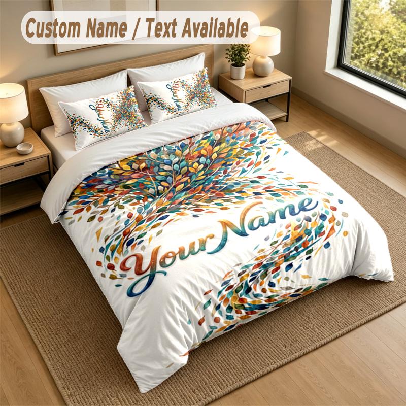 Autumn Harvest Theme Personalized 3Pcs Bedding Set Custom Text & Name 1 Sheet 2 Pillowcases Household Bedding 1pc
