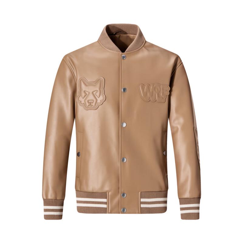 

SEPTWOLVES Men s PU Leather Baseball Collar Jacket XL (175cm)