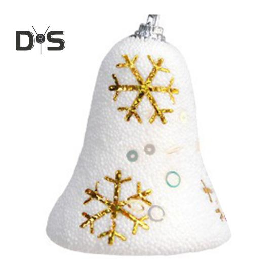 4 Pcs Christmas Snowflake Bell Pendant Sequin Decor White Foam Christmas Decoration Hanging Ornament Festive Home Office Decor Party Centerpieces