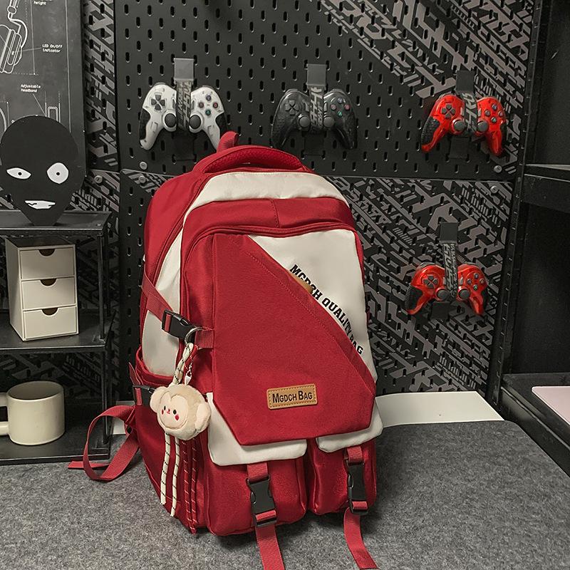 New high-value trendy and cool contrasting backpack, couple light travel, large-capacity backpack