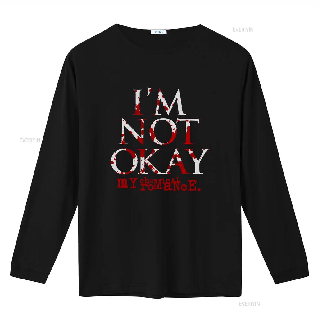 My Chemical Romance Im Not Okay Black T Shirt Gothic Rock Band Print Perfect for Fans vintage Washed Breathable Versatile