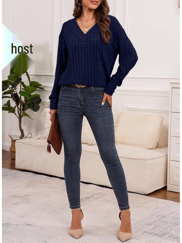 European-American Women's V-Neck Long Sleeve Button Shirt - New Fall/Winter 2025 Collection