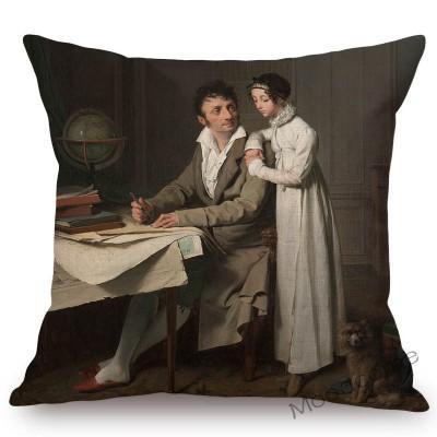 French Roccoco Style Famous Oil Painting Louis Leopold Boilly Game Of Billiards Decorative Sofa Pillow Case Linen Cushion Cover