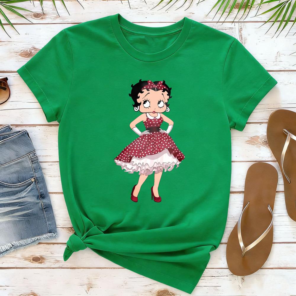 Vintage Betty Boop Cartoon Theme Graphic TShirt Classic Retro Girl Women Cotton Short Sleeve Betty Boop Lover Gift Clothing