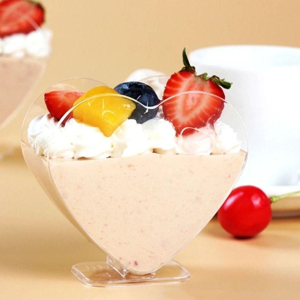 10Pcs Disposable Mousse Cup Mini Tiramisu Cup Tableware Heart Shaped Dessert Cup Cake Baking