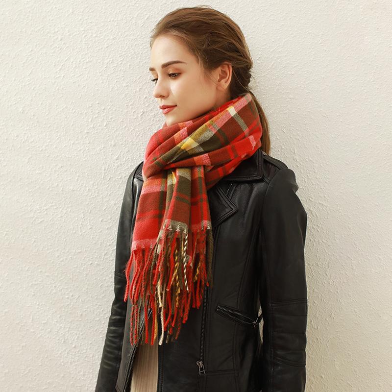 Winter imitation cashmere plaid fringed scarf scarf versatile women's autumn and winter new scarf warm shawl