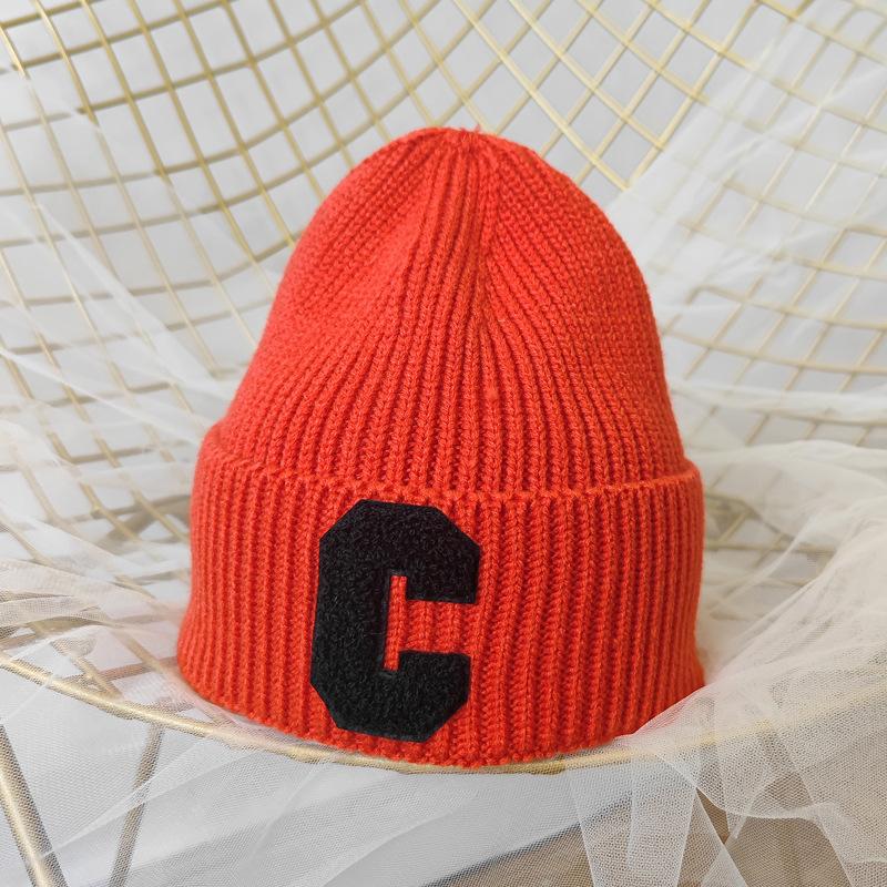 Korean Version Simple Large C Letter Wool Hat Autumn Hat Women New Age Reduction Warm Ear Protection Knit Hat Winter Student