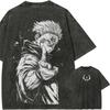 Jujutsu Kaisen Ryomen Sukuna T-Shirt Men Yuji Itadori Graphic Tee Vintage Washed Oversized Cotton Anime Streetwear Clothing