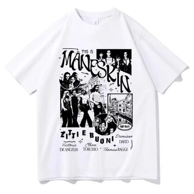 Italian Rock Band Maneskin T Shirt Music Album Print T Shirt Men Women Retro Hip Hop Oversized T-shirts Harajuku Cool Streetwear