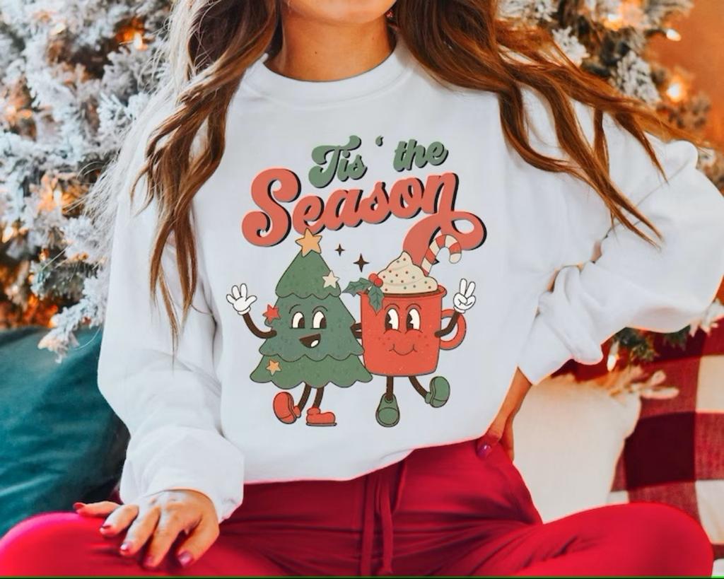 Tis The Season Retro Christmas Sweatshirt Crewneck