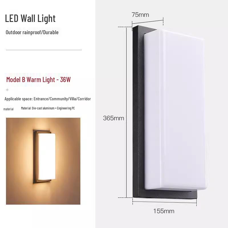 Waterproof Outdoor LED Wall Light for Bedroom, Entrance, Villa, Balcony, or Corridor.