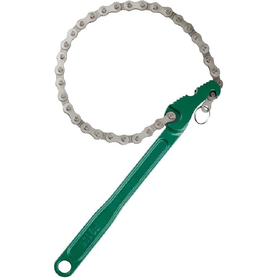 12 Inch Sturdy Carbon Steel Adjustable Heavy Duty Ratcheting Chain Oil Filter Wrench Reversible Chain Style Pipe Fitter With Multi-Purpose