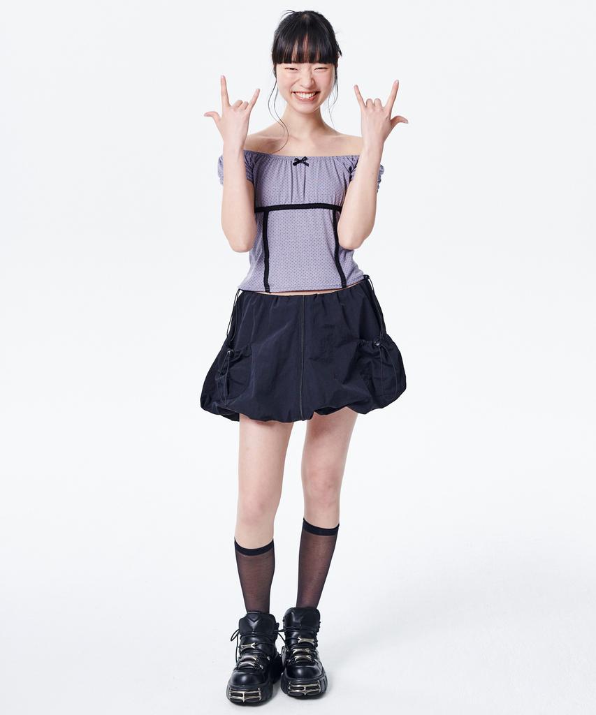 Leoninghai Polka Dot Slim Top [Sky Blue]