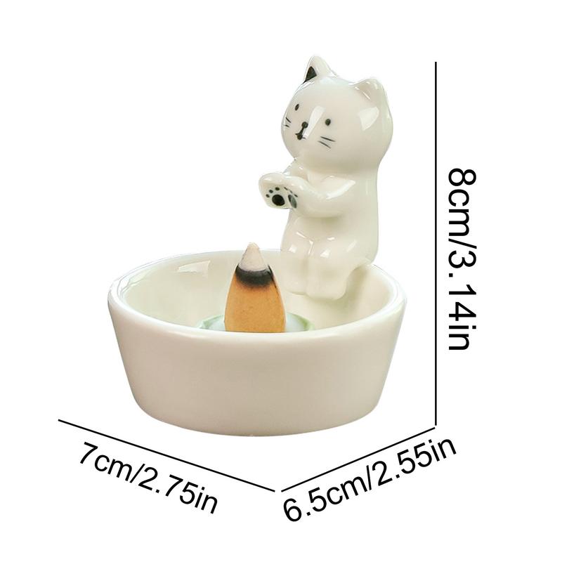Portacandela Gatto Carino Cono Bruciaincenso Vassoio Incenso Elegante Ceramica Portaincenso a Bastoncino Portacono Incenso Decorazione