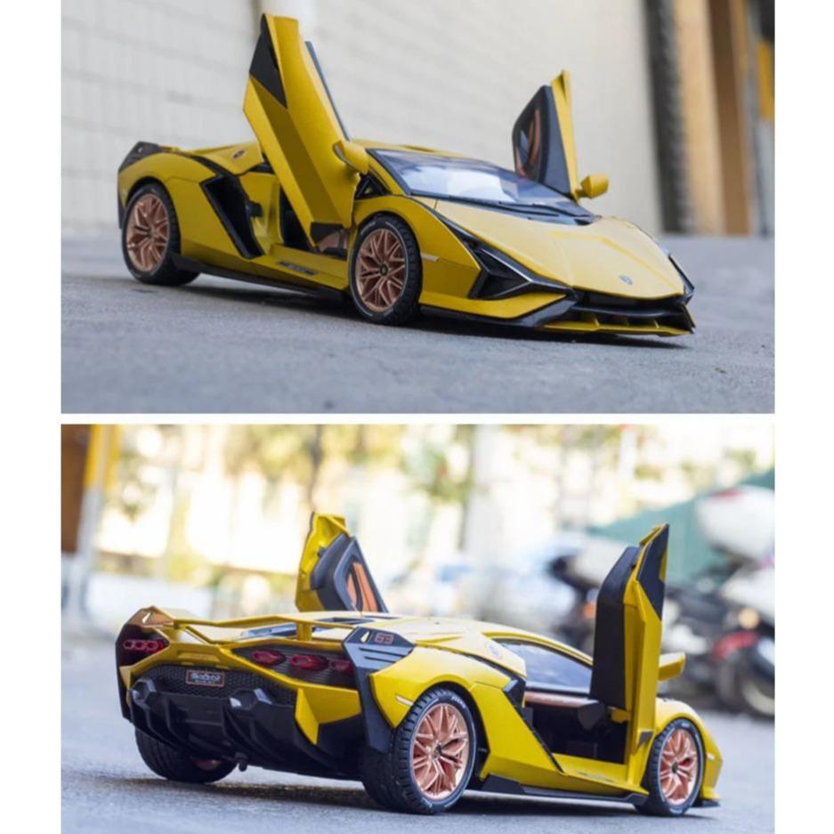 1/18 Lambor Car Model Alloy Diecast Boys Toy SIAN FKP37 Supercar High Simulation 4 Door Opened with Light Collections Kids Toy