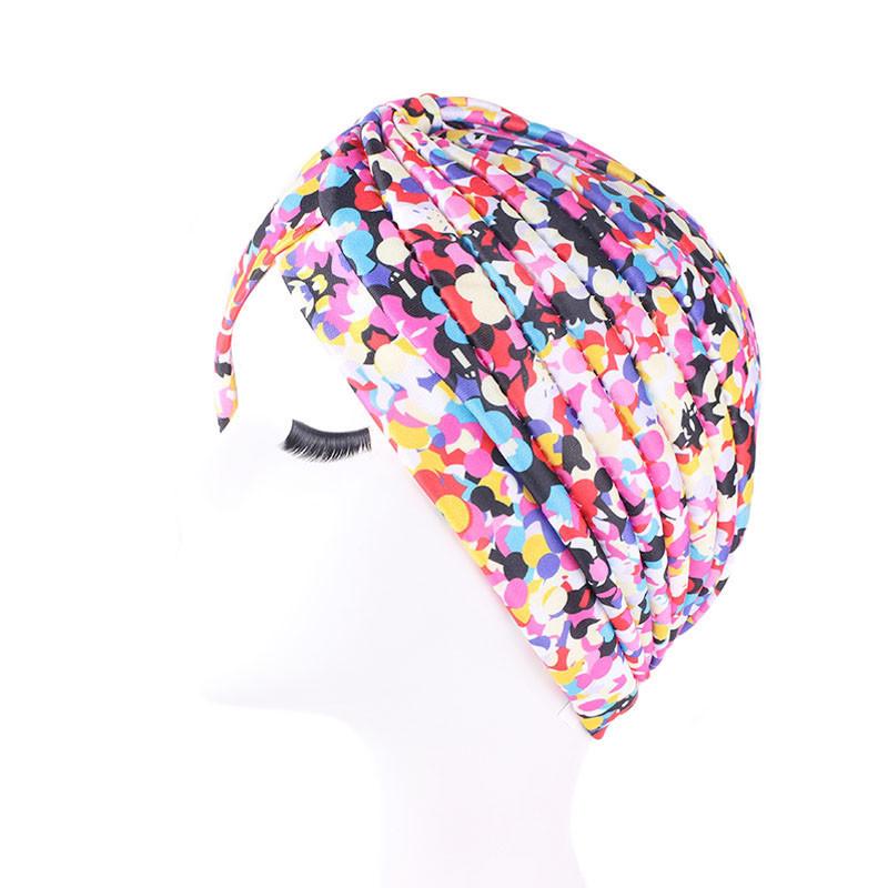 New Print African Headtie Turban Cap Soft Stretch Twisted Pleated Beanie Head Wrap for Women Chemo Bonnet