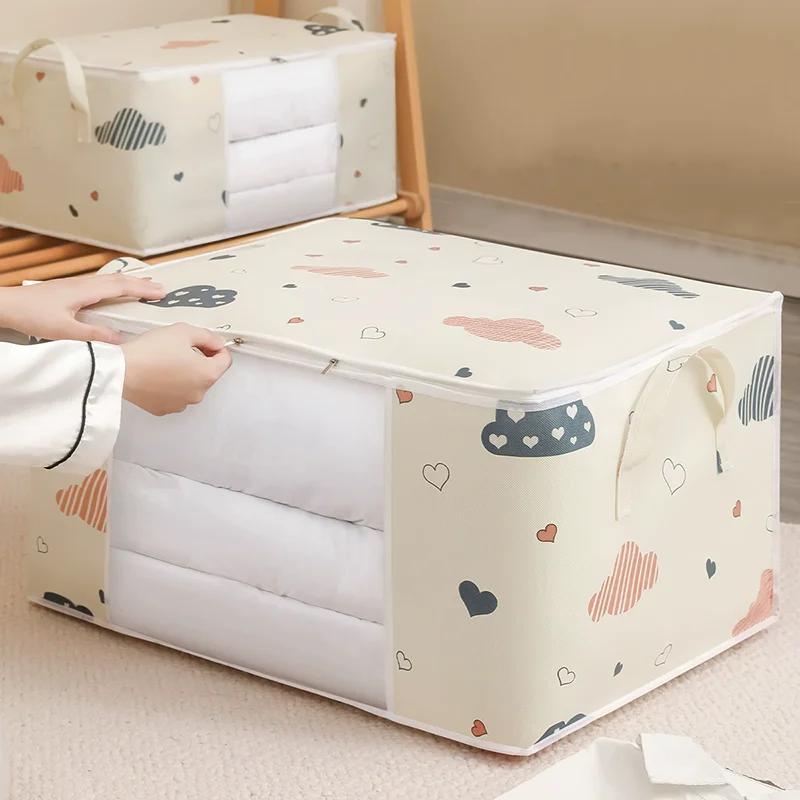Large Capacity Clothes Quilt Organizer Storage Bag Dustproof Waterproof Wardrobe Closet Clothing Organizer Boxes Mobile Luggage