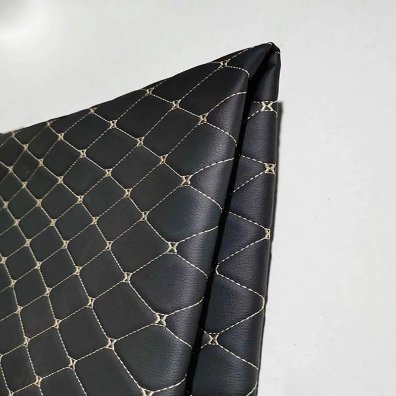 100x140cm Embroidery Quilted PVC Leather Fabric for Car Floor Mat Seat Decoration Faux Leathers Upholstery Wall Craft Material