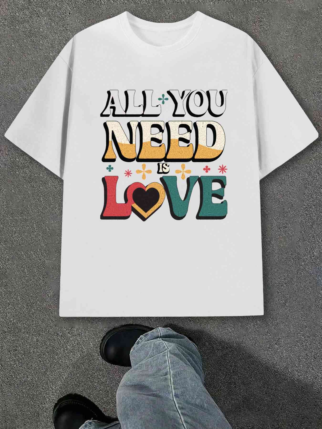 T-Shirt Y2K Love All You Need White 3XL