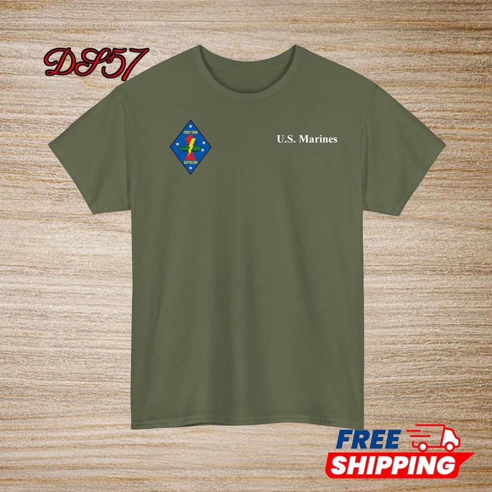 

1st Tank Battalion USMC Small Logo T-Shirt S to 5XL Made In USA Unisex T-Shirt S