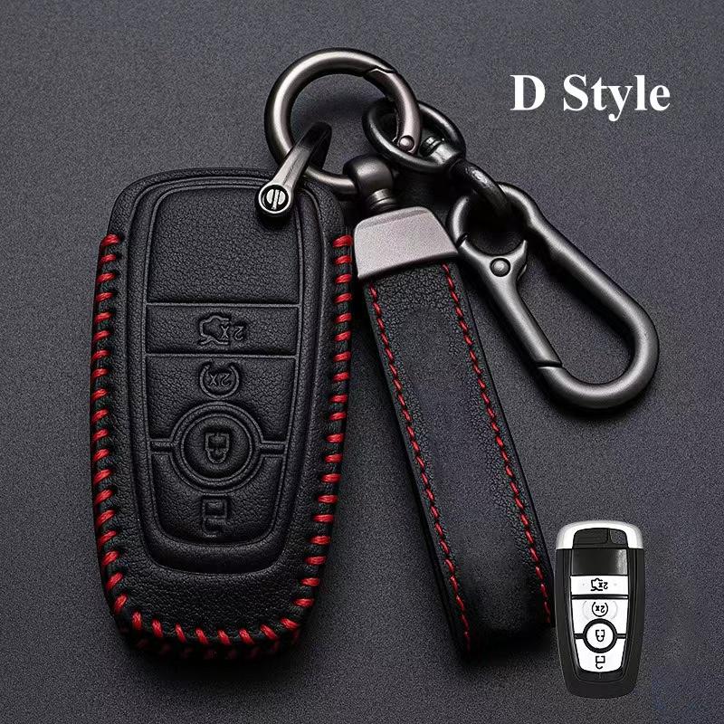 3 4-Tasten Leder Auto Schlüsselhülle Abdeckung für Ford Explorer Mustang Fusion Escape F150 F250 F350 F450 F550 Ford Raptor 2020 2021