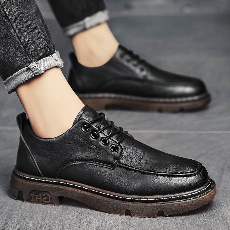Leather shoes new spring casual derby dad business dress British style low top Martin boots