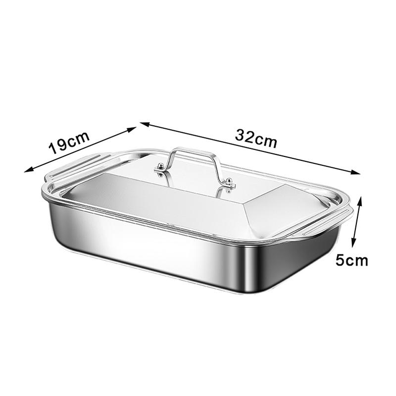 Stainless Steel Baking Pan With Lids Deep Dish For Fish/Pasta/Grilling Oven & Dishwasher Safe Cookware