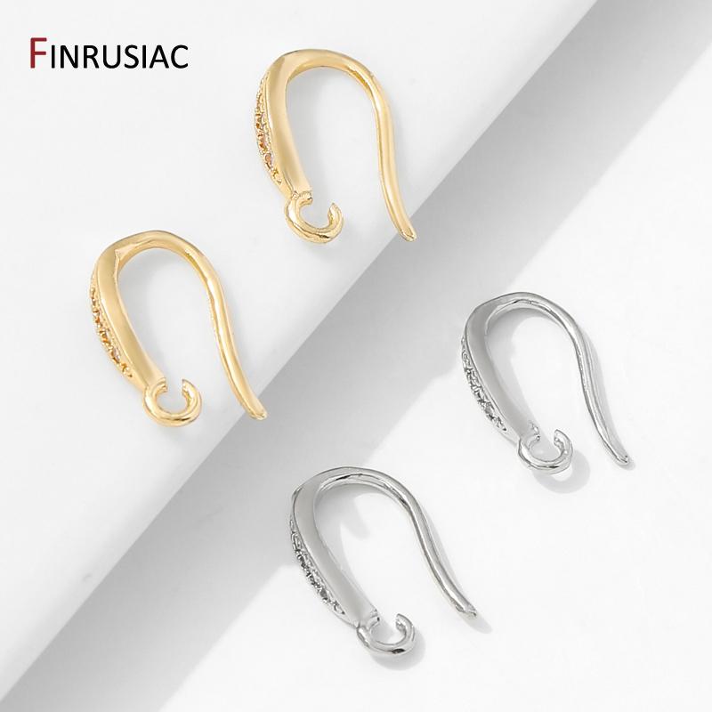 1/2/3 Paare 14K Gold Plated Messing Mit Zirkon Ohrhaken, Ohrbügelhaken, DIY Ohrring-Herstellungsmaterialien, Zubehör Für Schmuck