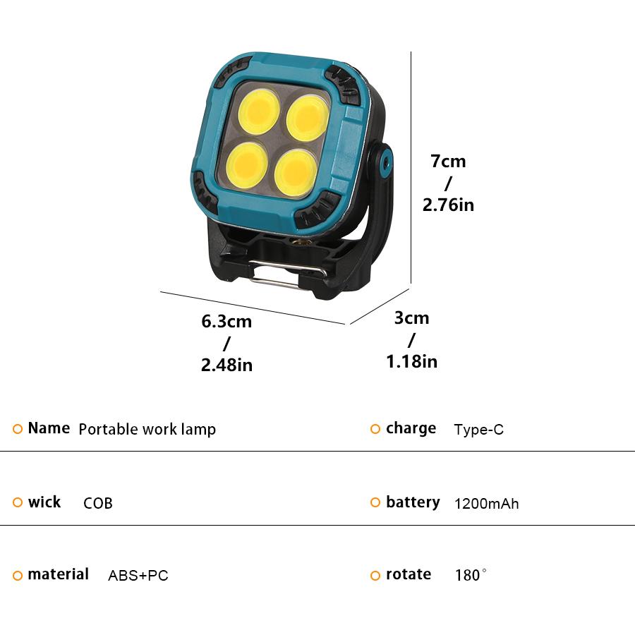 D5 Portable LED Spotlight Work Lantern Strong Light Flashlight Outdoor Camping Fishing Emergency Rechargeable Magnetic Work Lamp