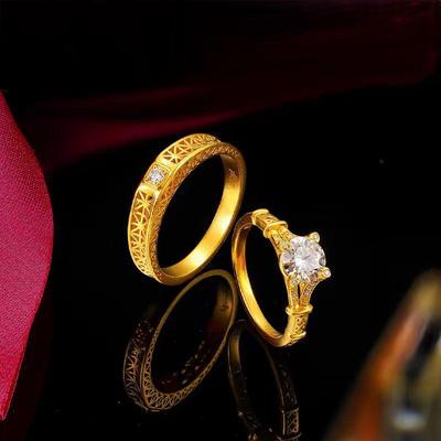 Imitation Gold Eiffel Tower Couple Rings - Valentine's Day Proposal Gift