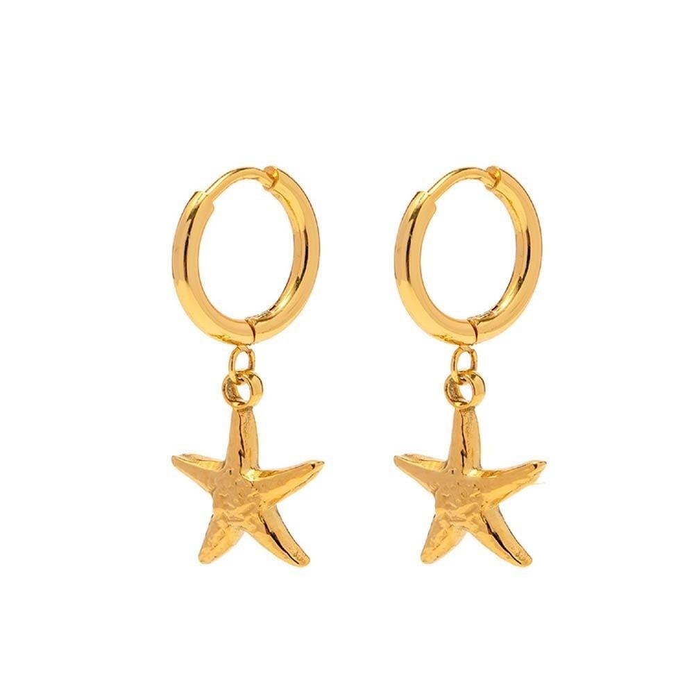 DIY Golden Fish Earrings Starfish Koi Seahorse Eardrops Jewelry Metal Scallop Necklace  Accessories Earrings 2