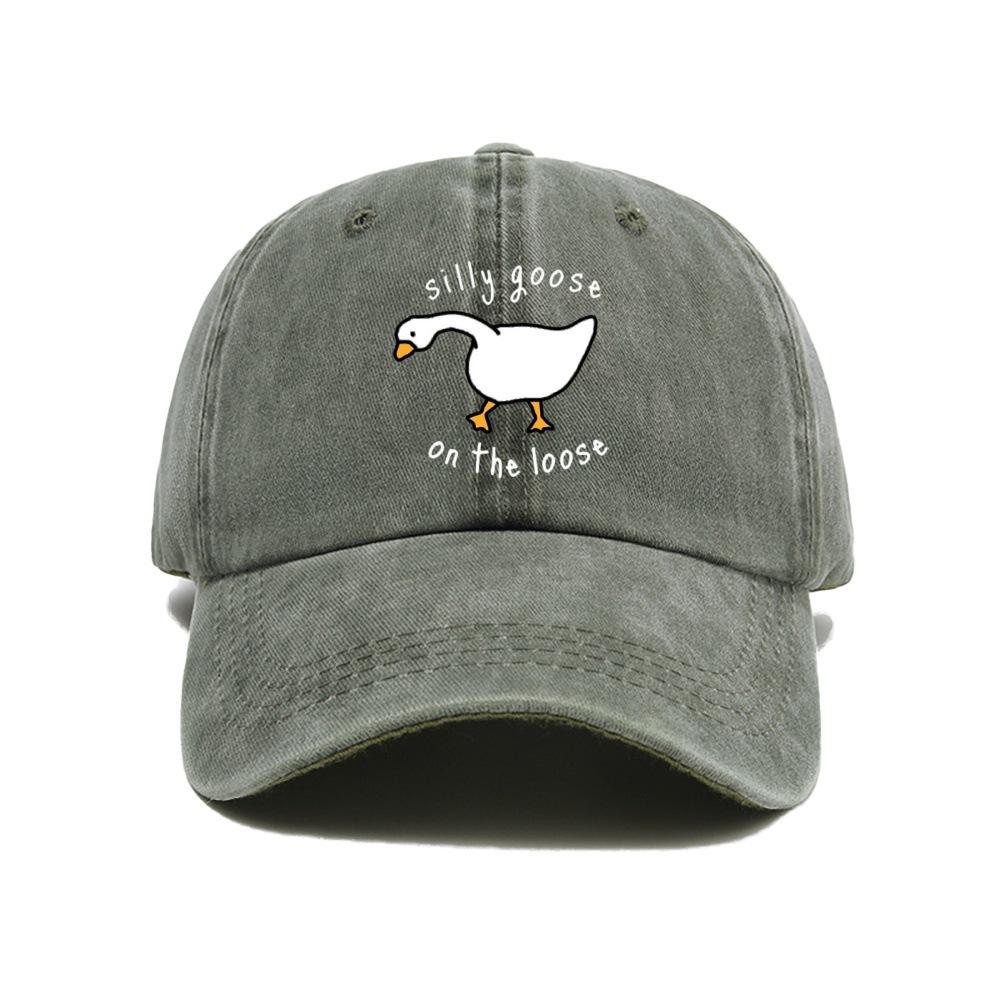 Große Gans Aufdruck Baseballkappe für Männer und Frauen, Kleine Frische Weiche Kappe mit Entenschnabel, Sonnenschutzmütze, Outdoor Sonnenschutz